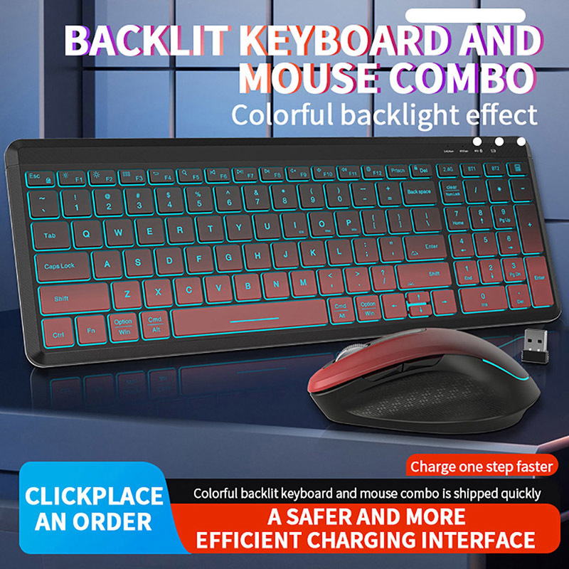 RGB Backlit Silent Wireless Ke - огляд і ціна Gaming Keyboard And Mouse Combo Wireless