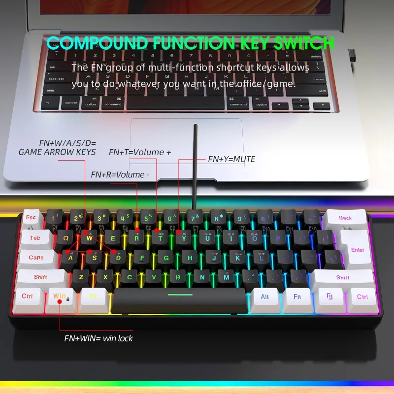 Keyboard and Mouse 60% Compute - огляд і ціна Gaming Keyboard Mouse Wireless
